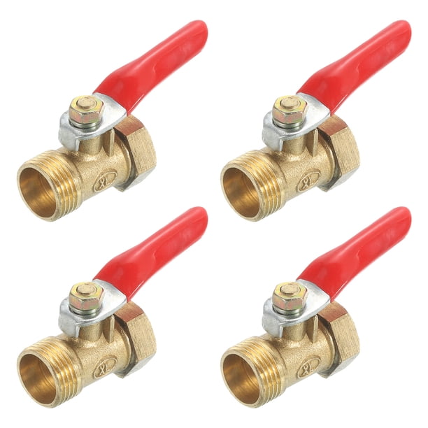 Válvula de bola mini de agua de latón de 4 piezas, interruptor de cierre, macho G3/8" x hembra G3/8", 180 grados