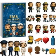 EMS 60 Years Emergency Medical Services Advent Calendar 2025, 24 Days Christmas Countdown Calendar with 24 Medical Staff Pendant, EMS Theme Christmas Tree Decorations, Christmas Gift Blind Box