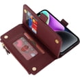 thumbnail image 6 of for iPhone 14 Wallet case,iPhone 14 Phone case with Zipper Card Holders for Women Slots Crossbody Flip Folio Book Cover with Credit Card Holder Men case - red, 6 of 7