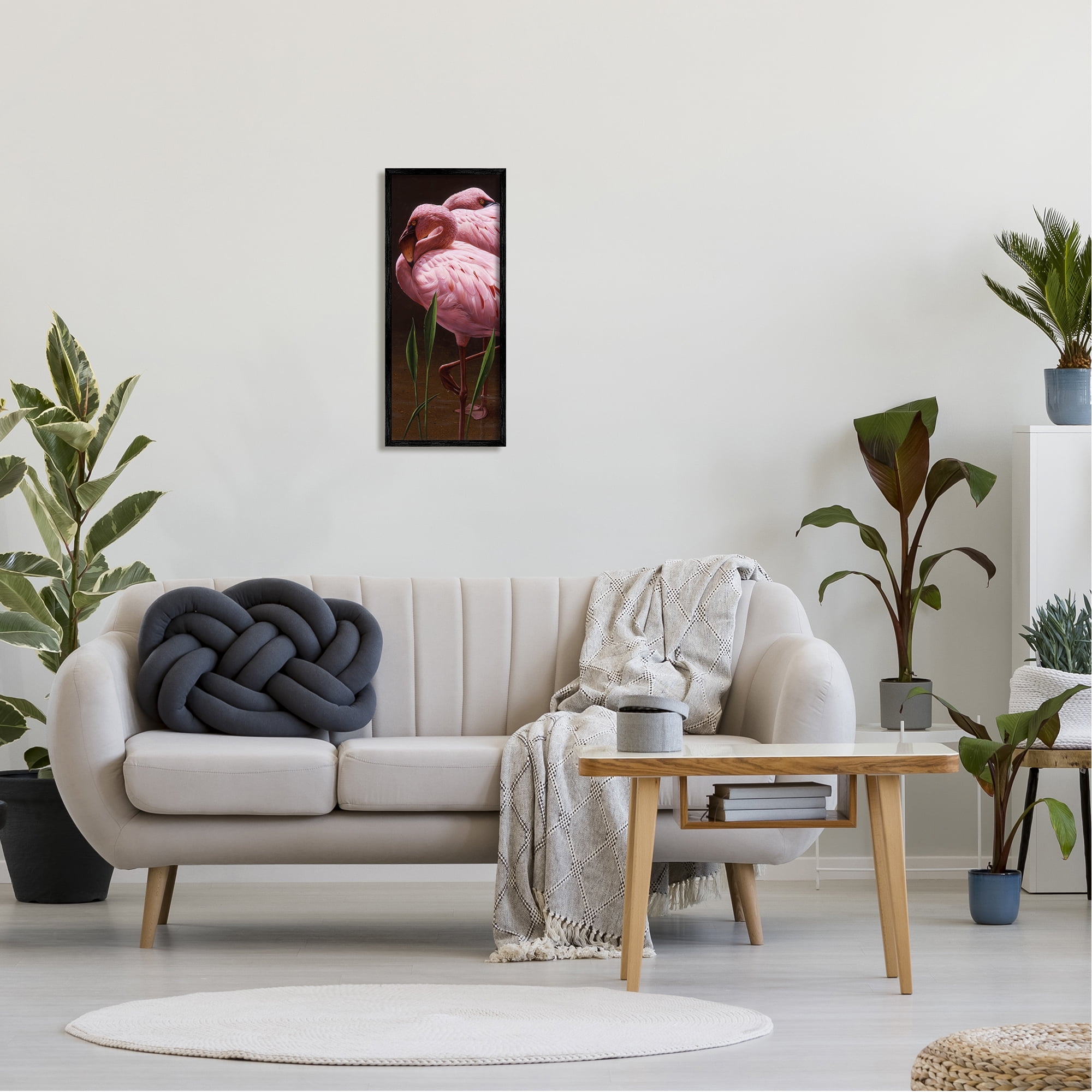 Stupell Industries Two Flamingos Pond Nature Animals & Insects Painting Black Framed Art Print Wall Art