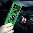 thumbnail image 2 of TJS for AT&T Maestro 3 Phone Case, with Tempered Glass Screen Protector, [Military Grade] Robotic Magnetic Support Car Mount Metal Ring Holder Kickstand Cover (Green), 2 of 6