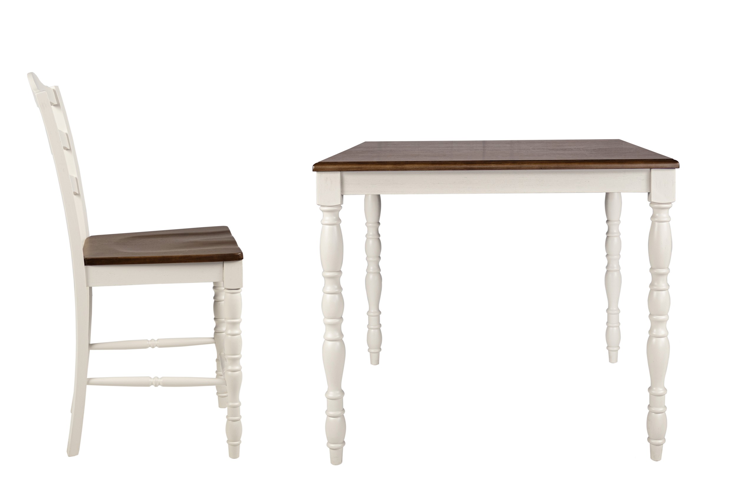 Aukfa 5-Piece Counter-Height Dining Set with 4 Chairs, Modern Farmhouse Kitchen Table Set for Dining Room or Small Spaces, White/Brown