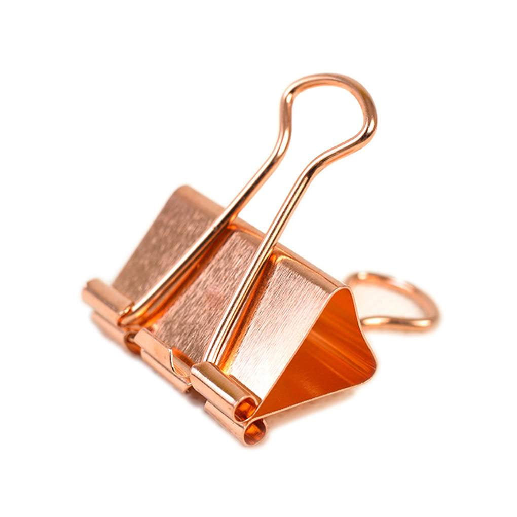 50mm / 2 METAN 70pcs 50mm Rose Rose Gold Paper Clips in Square Acrylic Paper Clip Holder for Office Supplies Desk Organizer 