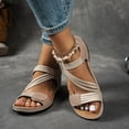 thumbnail image 2 of Women's Sandals Comfy Arch Support Orthopedic Walking Shoes Hook and Loop Open Toe Strappy Slingback Beach Shoes Khaki Size 7, 2 of 8