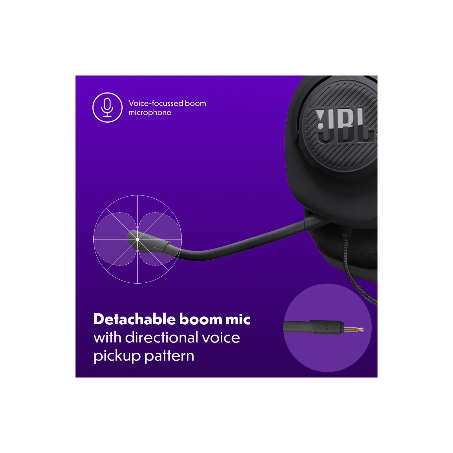 JBL Quantum 100M2 - Wired over-ear gaming headset with detachable mic and mute option - Black