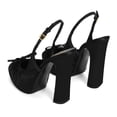 thumbnail image 4 of XYD Women Round Toe Platform Slip On Pumps Bows Slingback Strap Buckle Block High Heels Evening Dress Prom Shoes Size 11 Black, 4 of 4