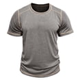 thumbnail image 5 of IWRICH Men's Basic Plus Size T Shirt Short Sleeve Crew Neck Soft Fitted Elastic Tees Classic Tshirts Light Gray XL, 5 of 6