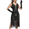thumbnail image 3 of BLTIBY Women's 1920s Fringed Dress Flapper Costume Vintage Sequin Beaded Tassels Hem Prom Sleeveless Round Neck Cocktail Evening Dresses Gatsby Dress White M, 3 of 6