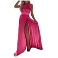 thumbnail image 2 of Gspmoly Robe pour Femmes, Robe d'Été Aguichant Unie Sans Manches à Fente au Cou avec Ourlet, Longues Robes, Robes Formelles pour Femmes, Cadeaux de Vacances, 2 of 9