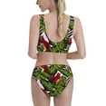 thumbnail image 5 of High Waisted Bikini Sets For Women, Red Cute Parrot Green Banana Leaf Swimsuits Tummy Control, Two Pieces Bathing Suit, 5 of 8