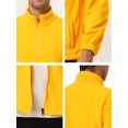 thumbnail image 5 of Chaqueta de forro polar con cremallera completa para hombre, manga larga, cuello alto suave, abrigo de invierno para exteriores con bolsillos Amarillo M, 5 of 5