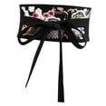 thumbnail image 1 of Cinturón Obi para mujer, bordado con lazo, cintura ancha para vestido de ceremonia del té. Negro, 1 of 9