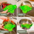 thumbnail image 3 of COREBAY-Clip On Strainer for Pots and Pans - Collapsible Silicone Pasta Strainer and Kitchen Gadget for Cooking - Easy to Use, Heat Resistant and Space Saving Colander - Green, 3 of 6