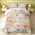 thumbnail image 2 of Erosebridal Watercolor Blossom Twin Quilt Set, Chic Flower Twin Coverlet Set, Reversible, Watercolor Blush, 2-Piece (1 Bedspread and 1 Pillowcase), 2 of 7