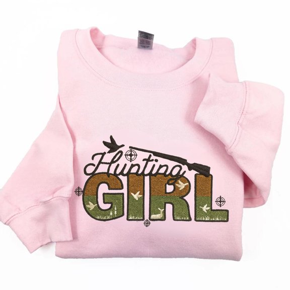 Hunting Girl Embroidery File Outdoor Hunting Embroidery Pattern Camo Stitch Design Digital Embroidery File For Shirts Hats Jackets Bags
