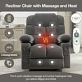 thumbnail image 3 of JONPONY Massage Rocker Recliner Chair with Vibration Massage and Heat Ergonomic Lounge Chair for Living Room with Rocking Function and Side Pocket, 2 Cup Holders, USB Charge Port,Gray, 3 of 6