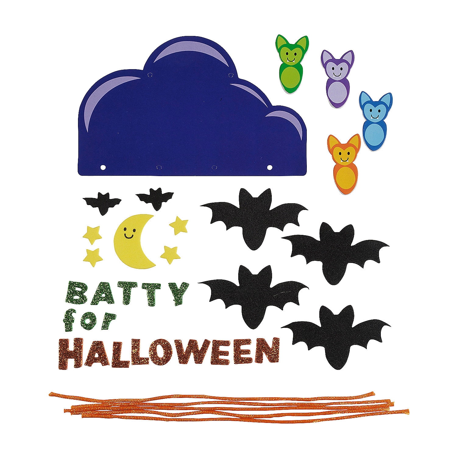 Fun Express 6" x 7 1/2" Colorful Bats Halloween Mobile Craft Kits - Makes 12