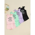 thumbnail image 4 of Aojekbee Toddler Girl Summer Outfit Letter Print Round Neck Bow Tank Tops with Elastic Waist Solid Color Shorts, 4 of 10
