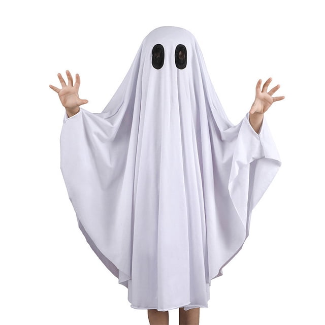Disfraz de fantasma blanco para disfraces, capa de Cosplay de Halloween para niños, traje de actuación, capa con capucha para niños y niñas Fridja nalpqowj63763