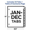 Avery JanDec 12 Tab Dividers for 3 Ring Binders, Customizable Table of