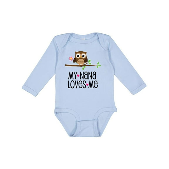 Inktastic My Nana Loves Me Owl Girls Long Sleeve Baby Bodysuit