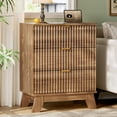 thumbnail image 3 of FANRAL Fluted Nightstand with Charging Station,Modern Bedside Table with Drawers,Wood End Table Small Dresser for Bedroom Living Room,Walnut Night Stand, 3 of 7