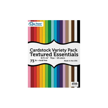 UPC: 0740512720408 | Paper Accents Cardstock Variety Pack 8.5 x 11  Textured Cardstock 73lb Essential 72pc