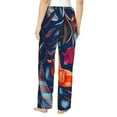 thumbnail image 3 of Naloa Tropical Flower Print Women’s Ultra-Soft Comfy Pajama Lounge Pants with Pockets & Drawstring, 3 of 8