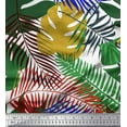 thumbnail image 1 of Soimoi Tissu Vert Poly Georgette Imprimé Feuilles Tropicales au Mètre 52 Pouces de Large, 1 of 5