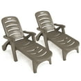 thumbnail image 1 of Costway 2 Pcs Chaise Longue Pliante Fauteuil Inclinable Réglable à 5 Positions Brun, 1 of 10