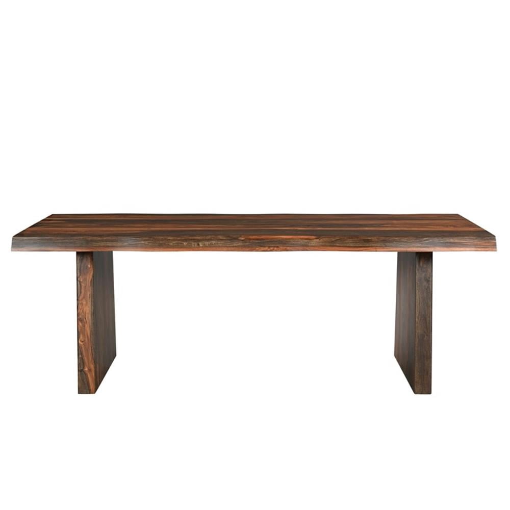 Pemberly Row 86" Live Edge Solid Wood Dining Table in Dark Brown