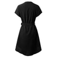 thumbnail image 4 of Women Casual Solid Dress Short Sleeve V Neck Dress Casual Loose Dress Summer Dress Women Casual Knee Length Dresses Summer Dress Neck Ruffle Summer Dress Summer Dresses plus Size Fall Casual Dresses, 4 of 6