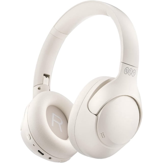 Audífonos Inalámbricos QCY H3 Cancelación Activa de Ruido, Hi-Res Audio, Diadema Plegables Auriculares Over Ear, Color Blanco
