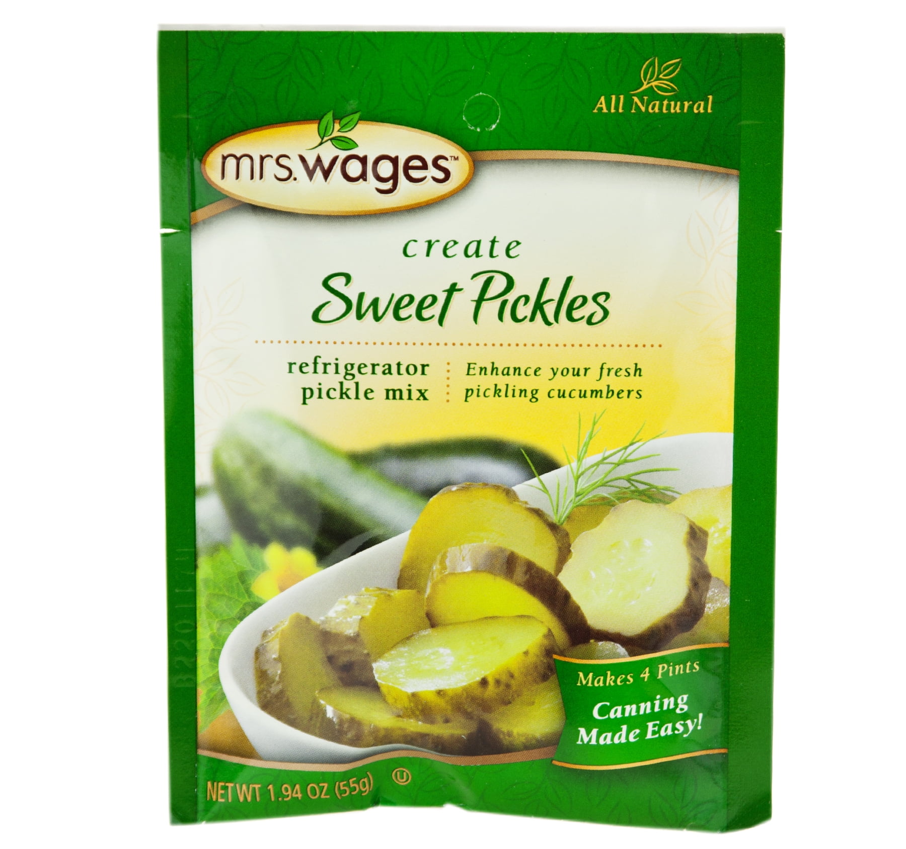 Mrs. Wages Sweet Pickles Refrigerator Mix 1.94 oz. (6 Packets) by Mrs. Wages