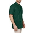 thumbnail image 2 of J. METHOD Men's Short Sleeve Cuban Guayabera Shirt Button Down Classic Embroidered 4 Pockets Casual Top NEMT112 Emerald Green L, 2 of 6