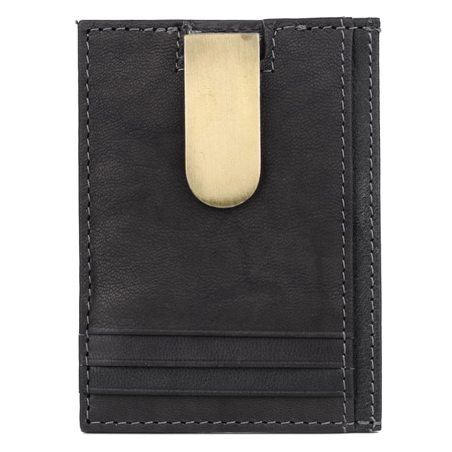 Cartera Buxton Hunt con bolsillo frontal y clip de piel negro