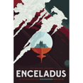 thumbnail image 2 of Retro space travel poster of Enceladus icy jets and the Cassini mission to Saturn Poster Print by Stocktrek Images (11, 2 of 2