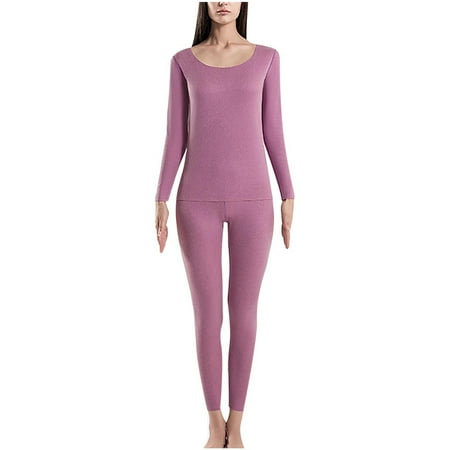 

Leesechin Clearance Womens Sleepwear Set Winter Thermal Underwear Woolen Thermal Suit Autumn Clothes Trousers Long Sleeved Round Neck Shirt/Shirt Suit Purple L