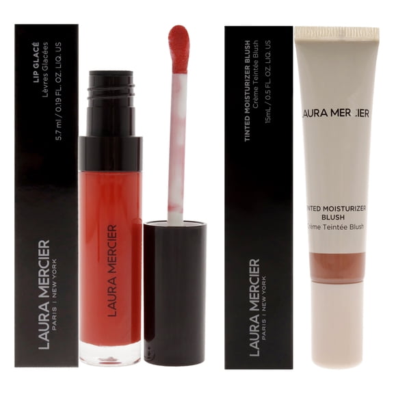 Laura Mercie Tinted Moisturizer Blush - Corsica and Lip Glace - 420 A La Fraise - 2 Pc Kit - 0.5oz Blush, 0.19oz Lip Gloss