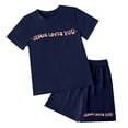 thumbnail image 4 of newwalpole Girl's 2 Piece Outfits Cherry Bow Graphic Tee Shirt and Shorts Set Cute Summer Outfits Dark Blue for Size 9-10 Years, 4 of 4