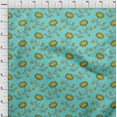 thumbnail image 3 of oneOone Cotton Jersey Turquoise Blue Fabric Leaves & Flower Floral Sewing Fabric By The Yard Printed Diy Clothing Sewing Supplies 58 Inch Wide, 3 of 4