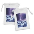 thumbnail image 1 of Storm Fabric Pouch Set of 2, Stormy Sky Scary Ocean Rocks Night View Theme Art Prints in Abstract Colors, Drawstring Bag for Toiletries Masks and Favors, 9" x 6", Purple and Indigo, by Ambesonne, 1 of 2