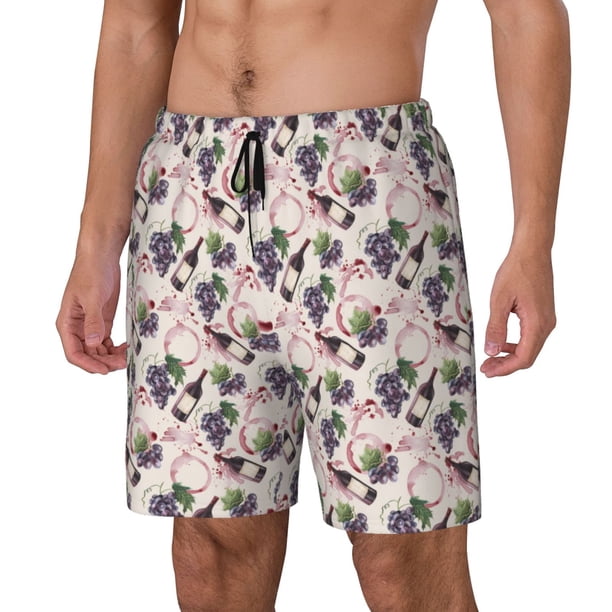 Fotbe Watercolor Wine Bottle Traje de Baño para Hombre – Shorts de Natación de Secado Rápido con Forro y Bolsillos-XX-Large