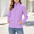 thumbnail image 6 of Full-Zip Fleece Jackets for Women No Hood, Long Sleeve Stand Up Collar Winter Casual Fuzzy Coat with Pockets (M, Purple), 6 of 8