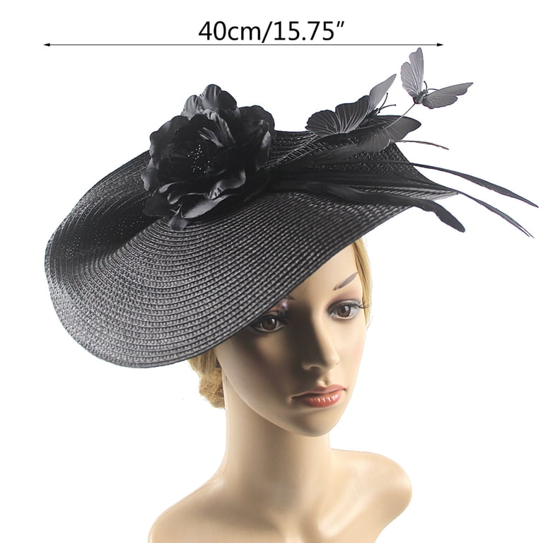 WINDLAND Butterfly-Flower Derby Hat for Tea-Party Women 