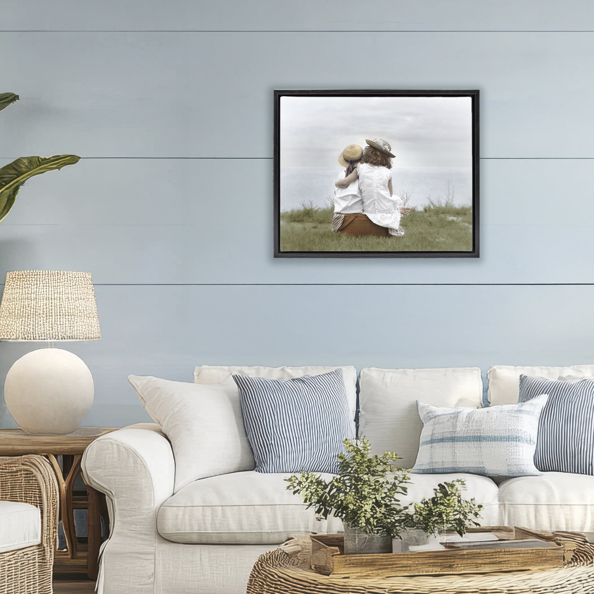 Stupell Industries Friends By The Ocean Black Framed Floater Canvas Wall Art, design by Kendra Dew