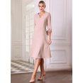 thumbnail image 3 of DARING DIVA Elegant A-Line Midi with 3/4 Sleeves Dress M Pink, 3 of 6