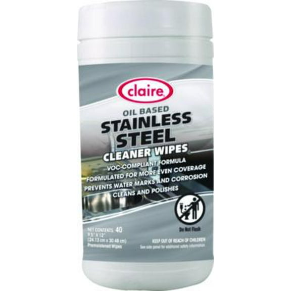 The Claire Manufacturing Company 993 Stainless Steel Cleaner Wipes, 9.5 X 12, Citrus, Purple, 40 Wipes/canister, 6 Canisters/carton