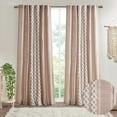 thumbnail image 4 of Cotton Single Panel Curtain with Rod Pocket, Tufted Chenille Stripe Geometric Printed Window Curtain with Cotton Lining for Living Room, Bedroom, Blush, 4 of 9