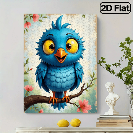 500 pieces of vertical paper jigsaw puzzle - cute blue-feathered giant bird, size 15 x 20.5 inches.